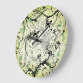 Zwemige lederen wijnstokken rond de muur grote klok (Hoek)