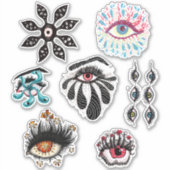 Zwemige ogen griepachtige gothic psychedelische ma sticker (Voorkant)