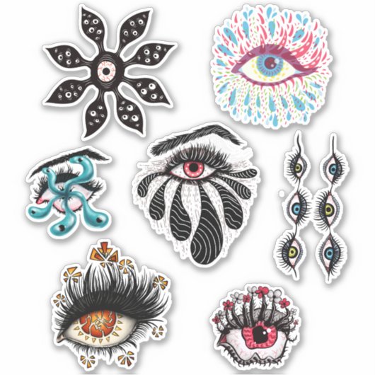 Zwemige ogen griepachtige gothic psychedelische ma sticker (Voorkant)