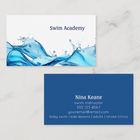 Zweminstructeur splash visitekaartje (Voorkant / Achterkant)