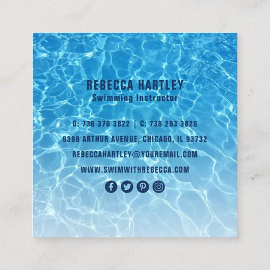 zweminstructeur vierkante visitekaartje (Achterkant)