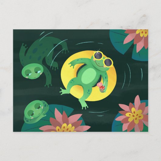 Zwemkikker gele zonnebril briefkaart (Voorkant)