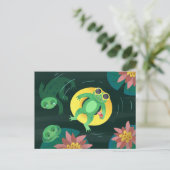 Zwemkikker gele zonnebril briefkaart (Staand voorkant)