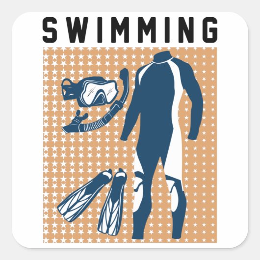 Zwemkleding en -brillen vierkante sticker (Voorkant)