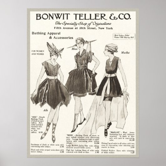 Zwemkleding uit 1916 Reclame voor zwemkleding uit Poster (Voorkant)