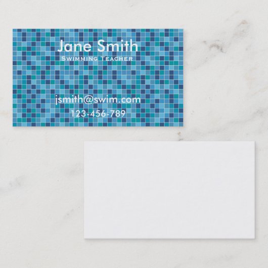 Zwemleraar, zwemcoach, zwemleraar visitekaartje (Voorkant / Achterkant)