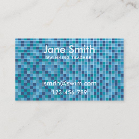 Zwemleraar, zwemcoach, zwemleraar visitekaartje (Voorkant)