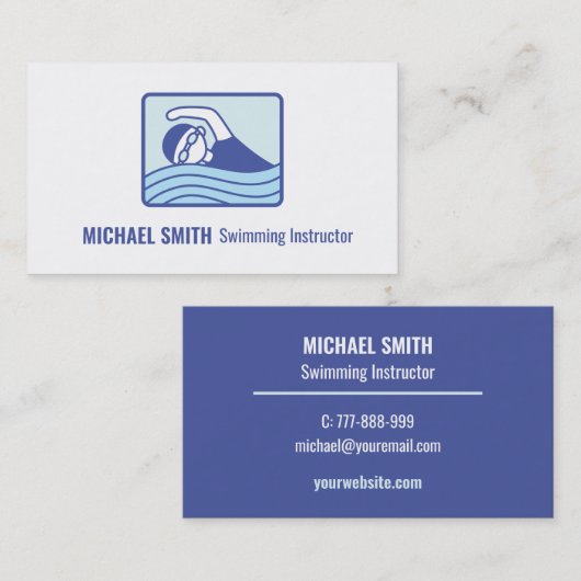 Zwemles, Visitekaartje van de Instructeur van het  (Voorkant / Achterkant)