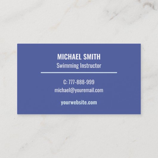 Zwemles, Visitekaartje van de Instructeur van het  (Achterkant)