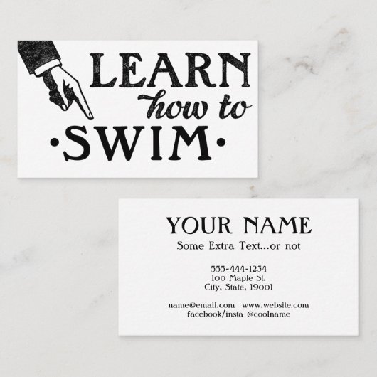 Zwemles Visitekaartjes - Koel  (Voorkant / Achterkant)