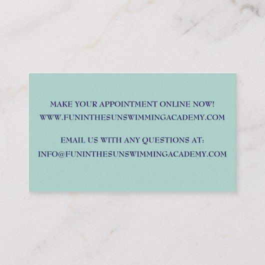 Zwemlessen in het zwembad visitekaartje (Achterkant)
