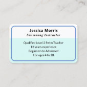 Zwemlessen Leraar Instructeur Zwemcoach QR Visitekaartje (Voorkant)