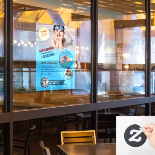 Zwemlessen Vensterklemming Raamsticker (Restaurant Raam)
