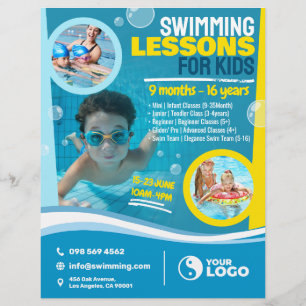 Zwemlessen voor kinderen flyer