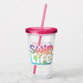 "Zwemleven" Eenhoorn Badwater kleur Acryl Drinkbeker (Achterkant)