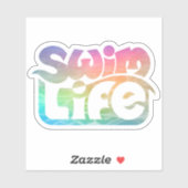 "Zwemleven" Eenhoorn Badwater kleur Sticker (Vel)