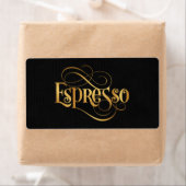Zwemloos Script Calligraphy Espresso Gold op Black Etiket (Insitu)