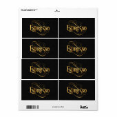 Zwemloos Script Calligraphy Espresso Gold op Black Etiket (Full Sheet)