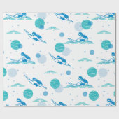 Zwemmeid in het waterkunstpatroon cadeaupapier (Vlak)