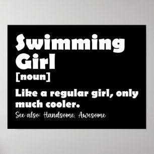 Zwemmeisje definitie grappige zwemmer meisjes poster