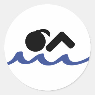 zwemmeisje ronde sticker