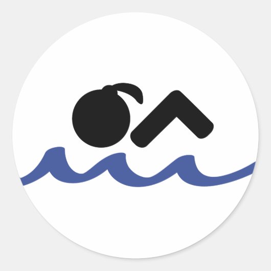 zwemmeisje ronde sticker (Voorkant)