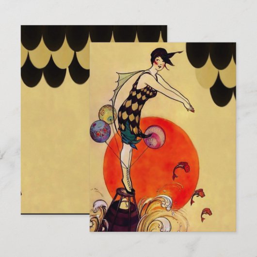 Zwemmeisje ~ Uitnodiging (Voorkant / Achterkant)