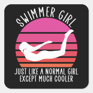 zwemmeisje vierkante sticker