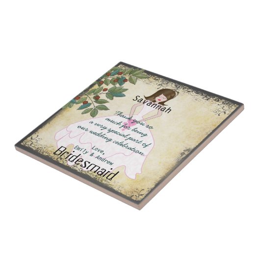 Zwemmelige Bridesmaid Dank je dat Tile Gown met bo Tegeltje (Zijkant)