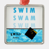 Zwemmen Afstuderen Metalen Ornament (Voorkant)