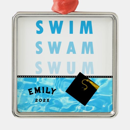 Zwemmen Afstuderen Metalen Ornament (Voorkant)