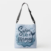 Zwemmen als een zeemeermin Whimsical Ocean Quote A Crossbody Tas (Achterkant)