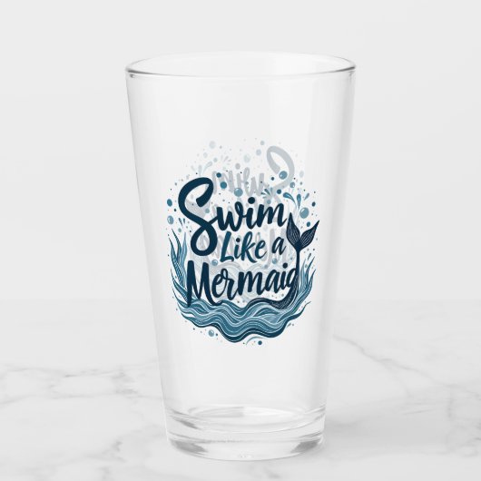 Zwemmen als een zeemeermin Whimsical Ocean Quote A Glas (Voorkant)