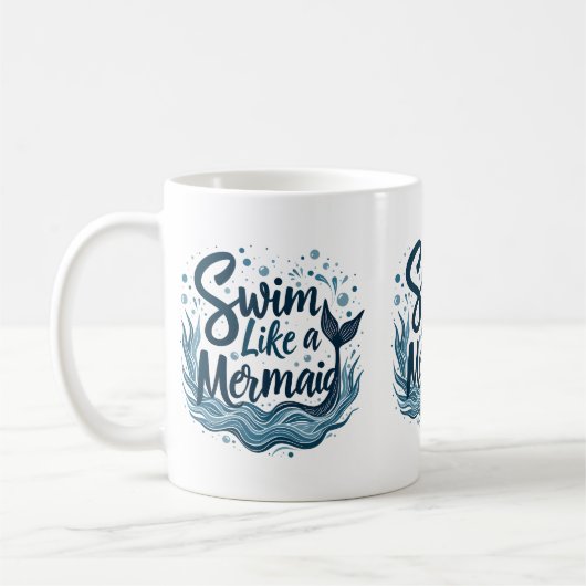 Zwemmen als een zeemeermin Whimsical Ocean Quote A Koffiemok (Links)