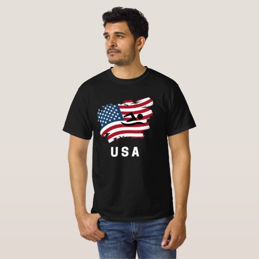 Zwemmen Amerikaanse vlag T-shirt (Voorkant volledig)