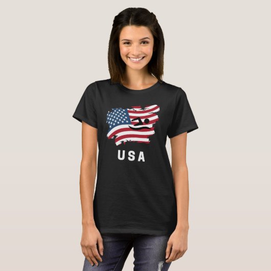 Zwemmen Amerikaanse vlag T-shirt (Voorkant volledig)
