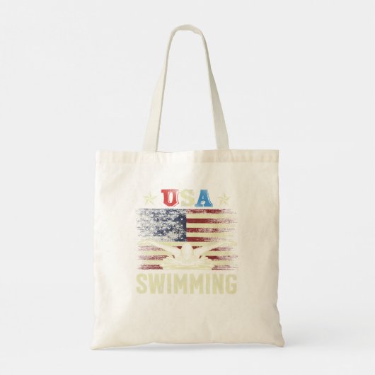 Zwemmen - Amerikaanse vlag - water, zwemmen en zwe Tote Bag (Achterkant)