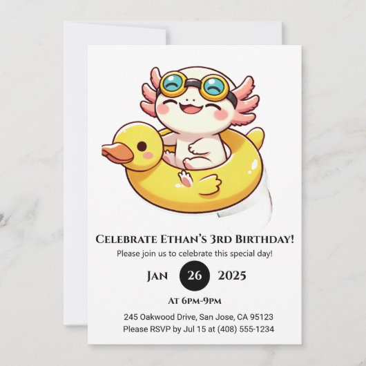 Zwemmen Axolotl Fun Verjaardag Kaart (Voorkant)