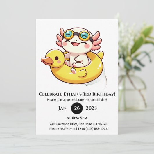 Zwemmen Axolotl Fun Verjaardag Kaart (Staand voorkant)