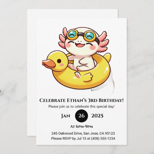 Zwemmen Axolotl Fun Verjaardag Kaart (Voorkant / Achterkant)