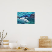Zwemmen Beer en gletsjer Wildlife Art Poster (Keuken)