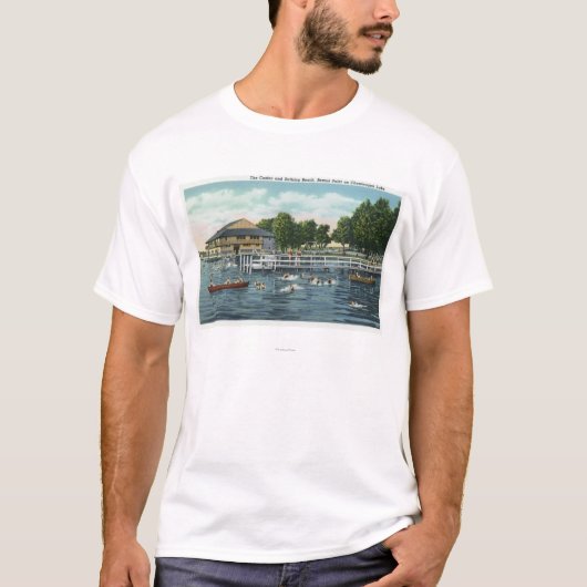 Zwemmen bij Bemus Point Beach en Casino T-shirt (Voorkant)
