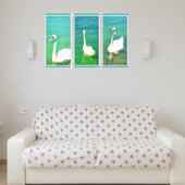 Zwemmen bij het Balatonmeer - triptych Canvas Afdruk