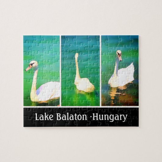 Zwemmen bij het Balatonmeer - triptych Legpuzzel (Horizontaal)