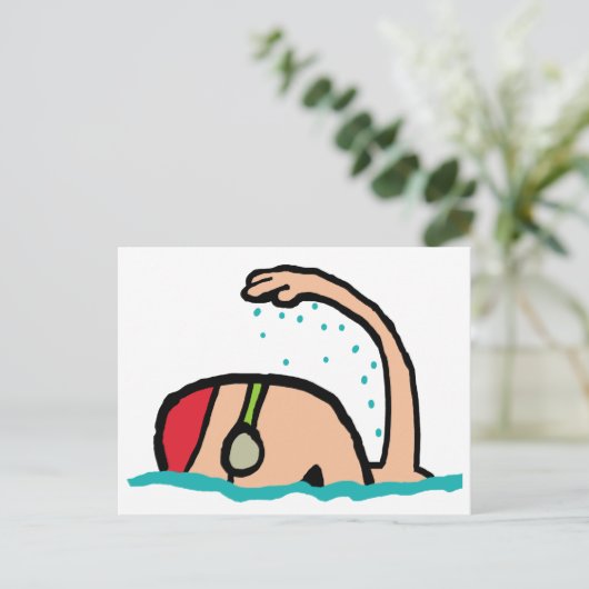Zwemmen Briefkaart (Staand voorkant)