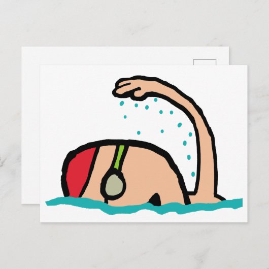 Zwemmen Briefkaart (Voorkant / Achterkant)