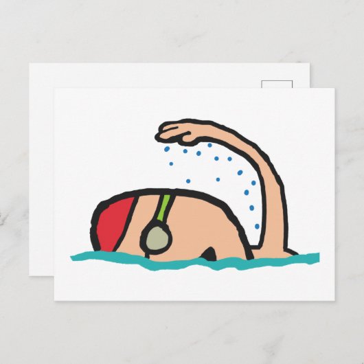 Zwemmen Briefkaart (Voorkant / Achterkant)