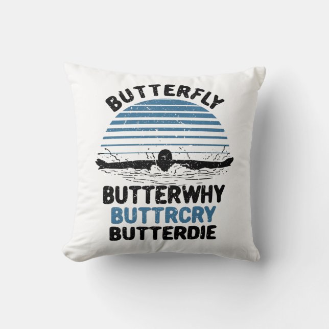 Zwemmen - Butterfly Butterwhy Zwemcadeau Kussen (Voorkant)