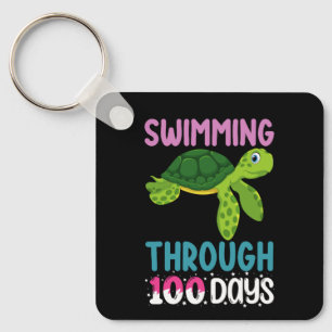 Zwemmen door 100 dagen schildpad sleutelhanger