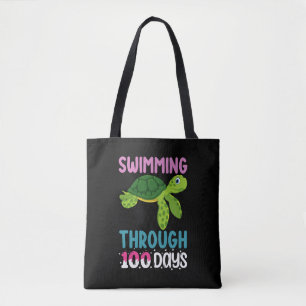 Zwemmen door 100 dagen school Schildpad Tote Bag